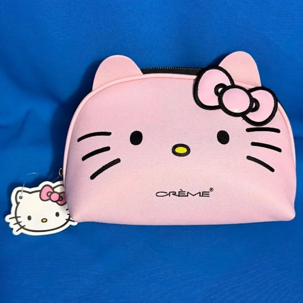 NEW / NWT HELLO KITTY LIMITED EDITION THINK PINK COSMETIC BAG / MAKEUP POUCH